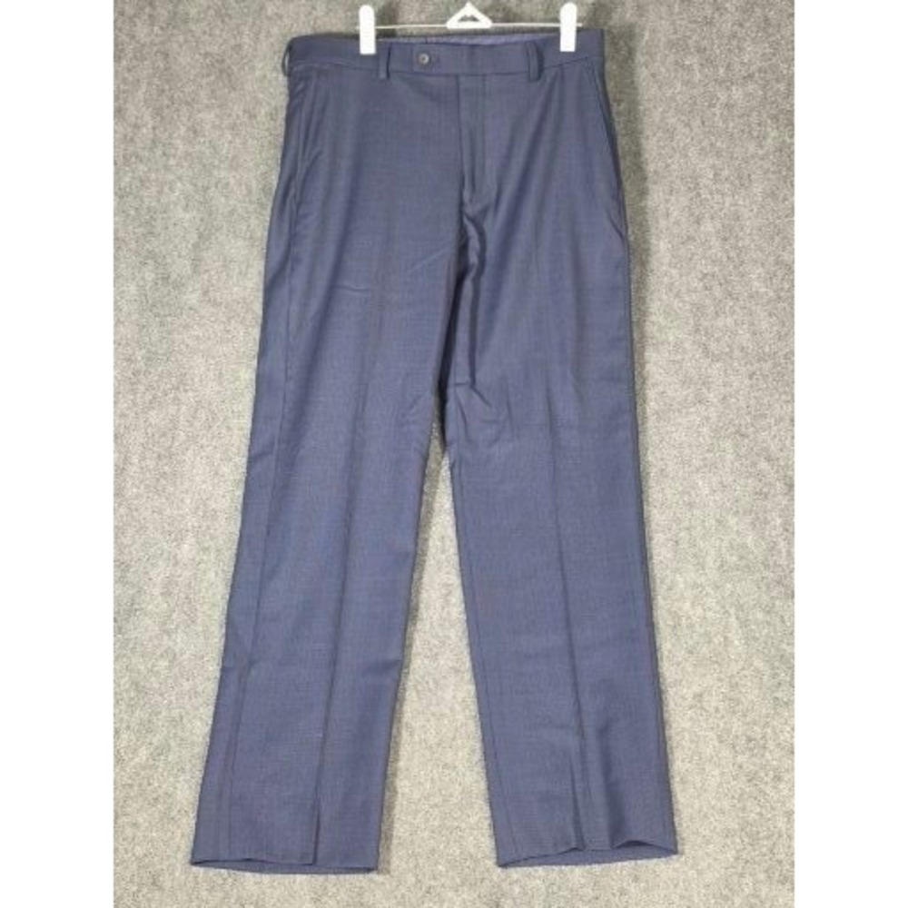 Awearness‎ Kenneth Cole Mens 32 Navy Blue Wool Blend Stretch Dress Pants Slacks
